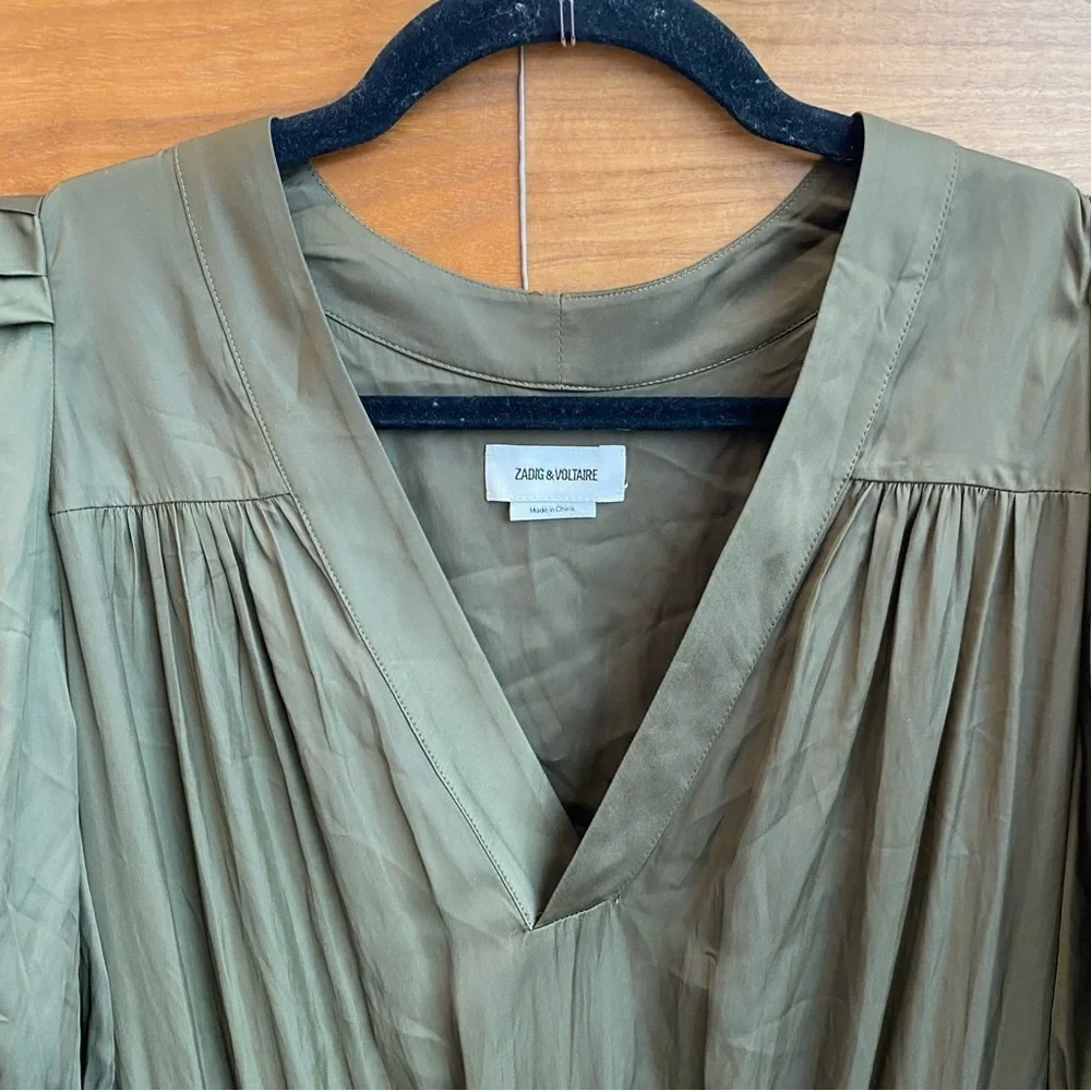 NWT Zadig & Voltaire - Ralia Asymmetric-Hem Satin‎ Midi Dress, Size XS